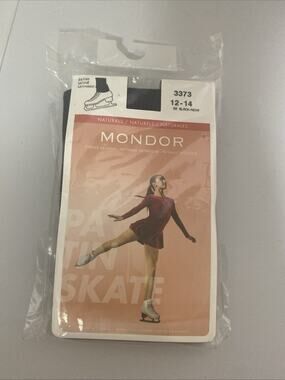 NIP: Mondor Girl's Figure Skating Satiny Black Noir Ankle Tights 12-14